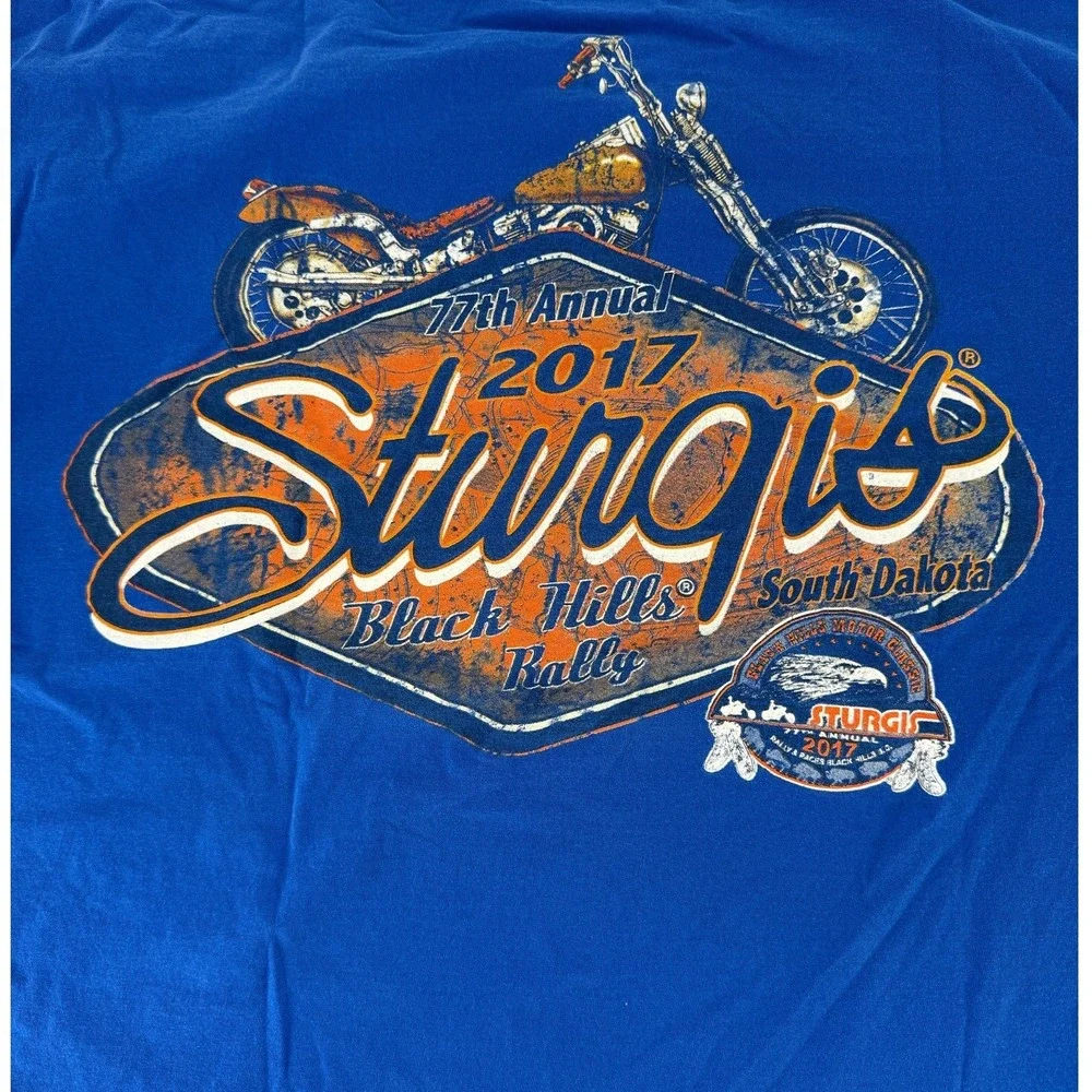 Sturgis‎ 2017 77th Annual Black Hills Rally Blue T-Shirt Unisex Motorcycle